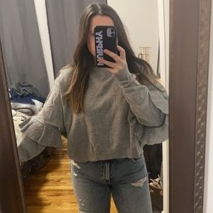 Kimchi Blue Ruffle Sleeve Cropped Sweater